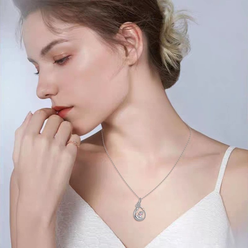 YAFEINI Elephant Necklace 925 Sterling Silver Elephant Moon and Star