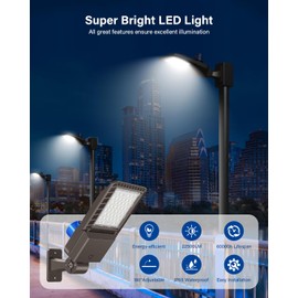 150W LED Parking Lot Light, 22500LM Dusk to Dawn Outdoor Lighting LED Commercial Wall Mounted Shoe Box Street Yard Security Area Flood Light for Parking Lot, Roadway, Yard, Park, 100-277 V, 2Pack