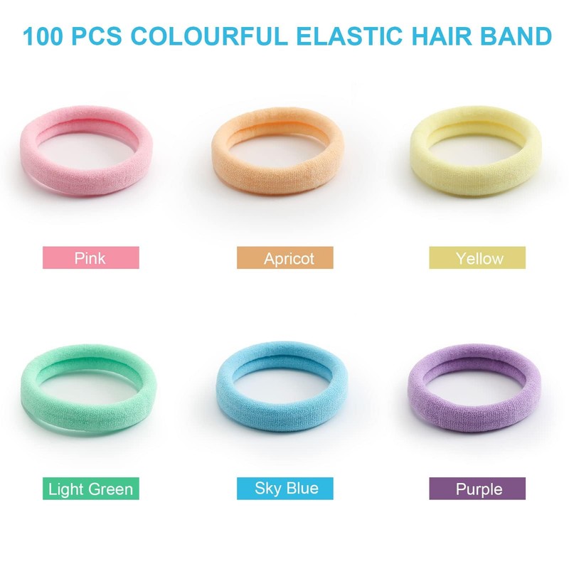100 Pcs Thick Seamless Spring Hair Ties, Ponytail Holders Hair