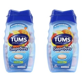 2 Pack Tums Smoothies Antacid Calcium Supplement Assorted Fruit 60 Each