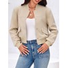 Tankaneo Womens Cropped Bomber Jackets Casual Button Down Long Sleeve