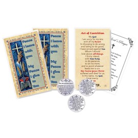 Act of Contrition Prayer Card Catholic- Act of Contrition Coin, Lord's Prayer - Laminated Double Sided Act of Contrition Holy Card - Act of Contrition Cards, Catholic Pocket Tokens Set - 7 Items