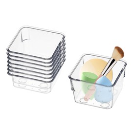 JINGHANGER Pack of 8 Drawer Organisers, 7.5 x 7.5 x 5.4 cm, Dressing Table, Drawers Organiser System, Transparent Plastic Box, Makeup Bathroom Drawer Organiser for Kitchens, Desks, Office