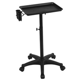 Topeakmart Salon Tray Rolling Salon on Wheels Aluminum Tattoo Tray Adjustable Height Storage Utility Cart Salon Service Rolling Tray Black