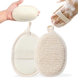 Pack of 3 Natural Loofah Sponge, Exfoliating Loofah Sponge, Natural Loofah Body Brush Washer, Soft Compact Loofah Sponge, Shower Sponge, Reusable, for Men and Women, Bathroom, Spa