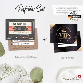 Eummel 50 Retro Music Wish Cards Including VIP Cards Wedding Music Wish DJ Cards Birthday Boho Music Wishes Music Cards Party Cards