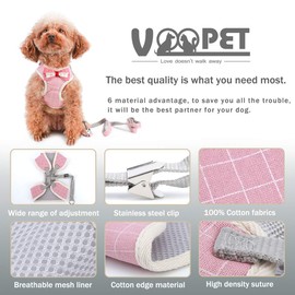 VOOPET Puppy Harness Easy to Put On & Take Off Step in Dog Harness, Puppy Soft Padded Mesh Front Vest with Leash, Adjustable Pets No-Pull Walking Harness with Cute Bows for Small Dogs and Cats