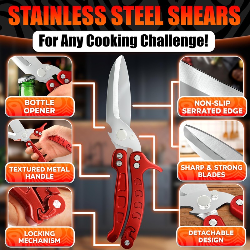 4-in-1 Kitchen Shears Heavy Duty – Sharp Seafood, Turkey Shears