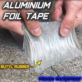 Super Waterproof Tape Butyl Rubber Aluminium Foil Tape, for Roof Leak, Surface Crack, Window Sill Gap, Pipe Rupture (5M)