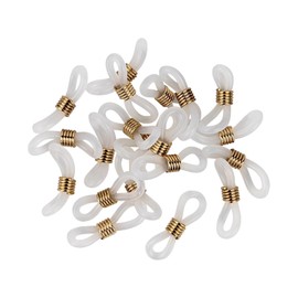 Kuyaehe 20 Pcs Eyeglass Chain Ends Anti Slip Silicone Connector, Adjustable Rubber Spectacle End Connectors for Eyeglasses (White & Gold)