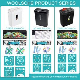 Woolsche Paper Shredder, P-5 Security Level, 6-Sheet Micro Cut with 3.43-Gallon Basket, Durable & Fast with Jam Proof System, Paper Shredder for Home Office (ETL)