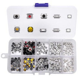 250 PCS 10 Value Tactile Push Button Switch Micro Momentary Tact Assortment Kit, for TV Audio Remote Key Cameras Computers, with Plastic Box
