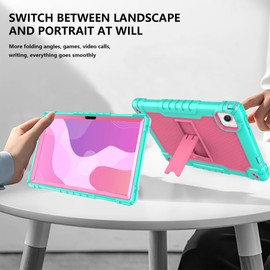 Doemoil for UGRIHACH UG-C10/Lville LVEC10/HiGrace C10/Freeski C10/FYMLCPFY C10A/AEEZO C10 10.1inch Tablet case Built in Stand with Shoulder Strap (Green/Pink)