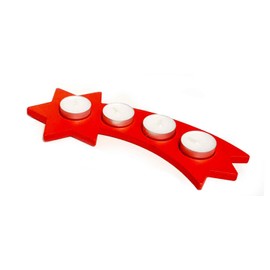 Hess Holzspielzeug 40035 Tea Light Holder in Star Shape with Tail Made of Wood, Red, Decoration for Special Occasions from the Ore Mountains