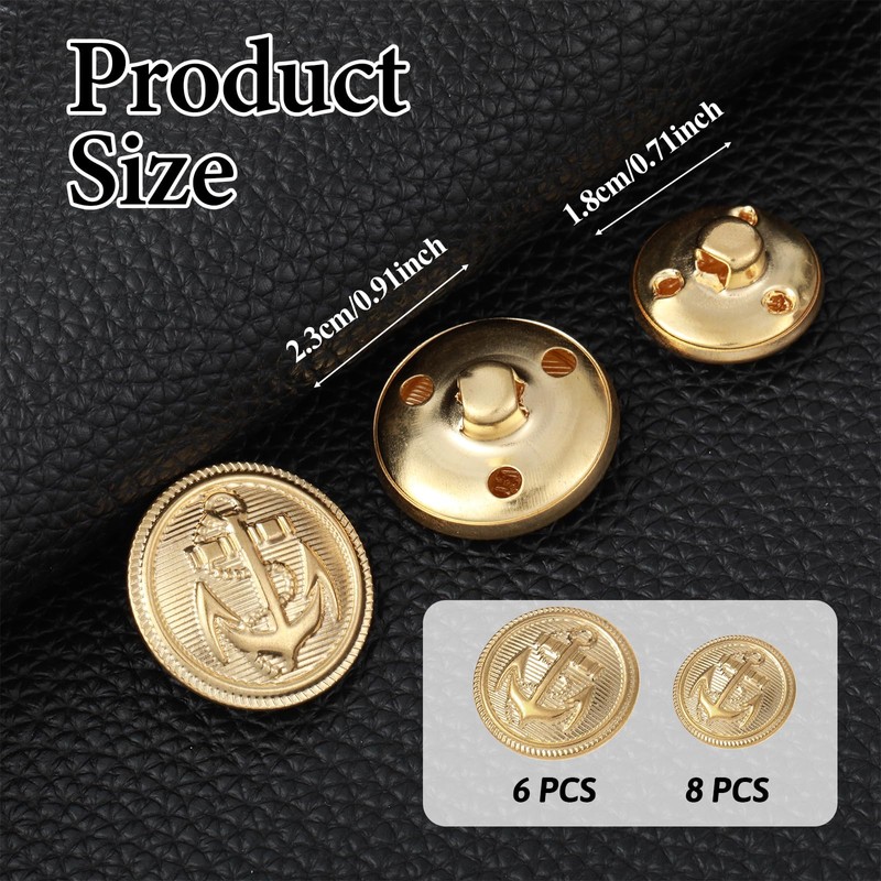 Ymapinc 14pcs Metal Gold Blazer Buttons Set - 18mm &