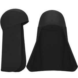 2 Packs Cooling Skull Cap Elastic Sun Shade Hat Neck Shield (Black)