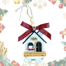 Our First Home Ornament - 2024 New House New Beginning Decor,Wooden First Home Christmas Decoration, 2D Christmas Tree House Pendant for Christmas Tree