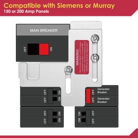 Generator Interlock Kit Compatible with Siemens Interlock Kit 200 Amp Panel, Compatible with Siemens or Murray 150 or 200 Amp Panels, 7/8-1 1/4 inches Spacing Between Main and Branch Breaker