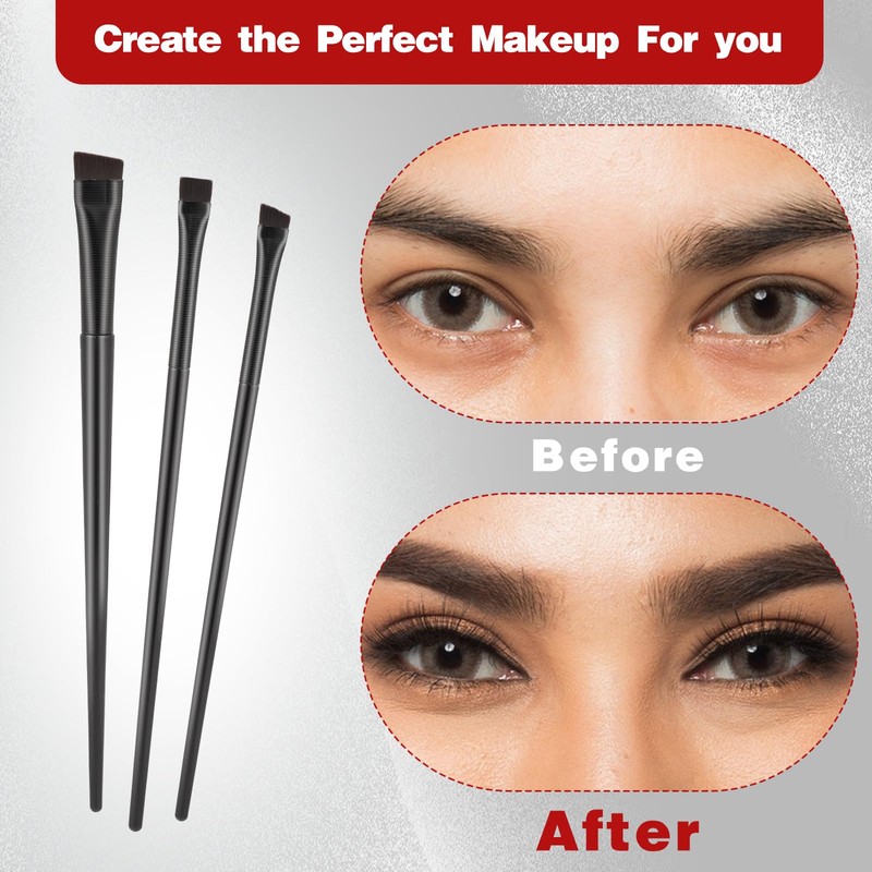 12 Pcs Flat Eyeliner Brush Angled Eyebrow Eyeliner Brush Set