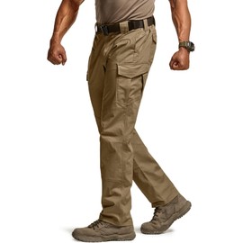CQR Men's Flex Ripstop Tactical Pants, Water Resistant Stretch Cargo Pants, Lightweight EDC Hiking Work Pants, Marauder Cougar, 38W x 34L
