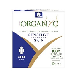 Organyc 100% Certified Organic Cotton Feminine Pads, Heavy Flow, 10 Count