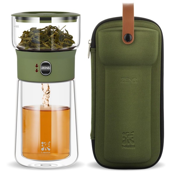ZENS Modern Glass Infuser Teapot, Smart One Touch Tea Maker