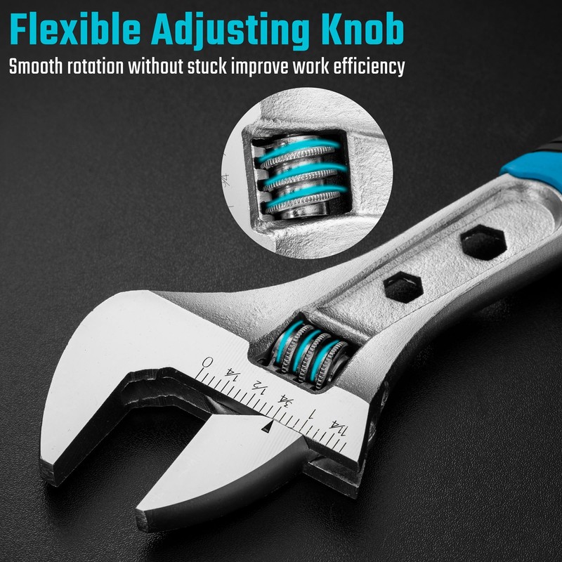 DURATECH 10 Inch Adjustable Wrench, 3-in-1 Spanner with Box End/Hex