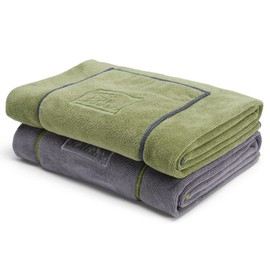 PETTOM Set of 2 Dog Towels, Dog Towels, Extra Absorbent, Dog Towel, Microfibre Quick Drying and Soft, Bath Towel for Medium and Large Dogs (Grey & Green, 130 x 75 cm)