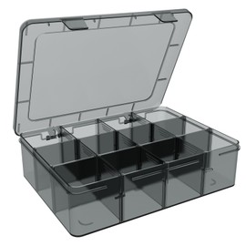 SRNYJAO Plastic Organizer Box, 12 Grids Clear Bead Organizer Compartment Box with Removable Dividers for Tackle box,Parts, Earring Container Tool Fishing Hook Hair Accessories