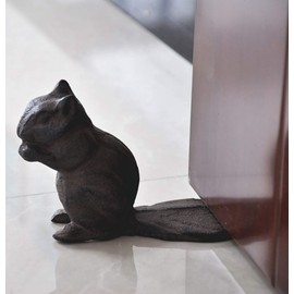 Chezmax Door Stopper, Cast Iron Security Door Stop Gate Wedge Door Holder, Decorative Vintage Heavy Duty Solid Door Stopper, Rustic Floors Decor for Home Patio Bar Office Bedroom, Squirrel Shape