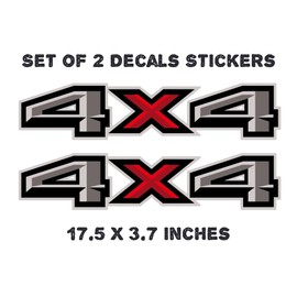 Set of 2 pcs 4x4 Decal Stickers, Compatible with F150, F250 and F350, Chevy Silverado & GMC Sierra, Truck Emblems, Truck Pickup Bedside, Auto Decoration Accessories Emblem - Red/Black/Gray