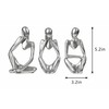Silver Sculpture 3 Pcs Thinker Statue Set Abstract Sculptures Home