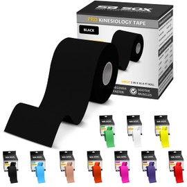 SB SOX Pro Synthetic Kinesiology Tape (Precut & Uncut Options) – Longer Lasting Performance Fabric Option to Our Original Cotton Kinesiology Tape - Also Latex Free, Water Resistant! (Black - Uncut)