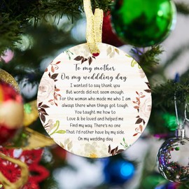 Mother Wedding Day Ceramic Ornament, Mother of Bride Gift from Daughter, Mother of Groom Gift from Son, Mom Thank You Wedding Ornament, Mom Wedding Keepsake