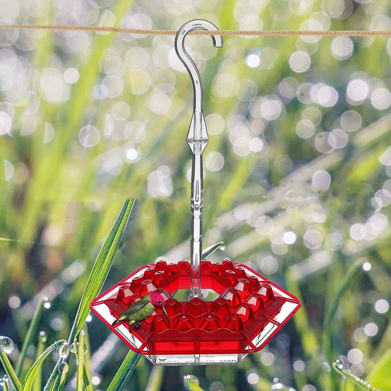 Hex Hummingbird Feeder Horizontal Hanging Bird Feeding Tray for Garden