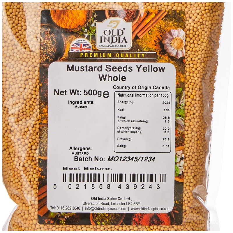 Old India Mustard Seeds Yellow Whole 500g