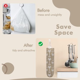 TOGETRUE Plastic Bag Holder, Washable Grocery Bag Holder Organizer, Large Wall Mount Trash Bag Storage Dispenser for Home, Kitchen, Travelling (Khaki)