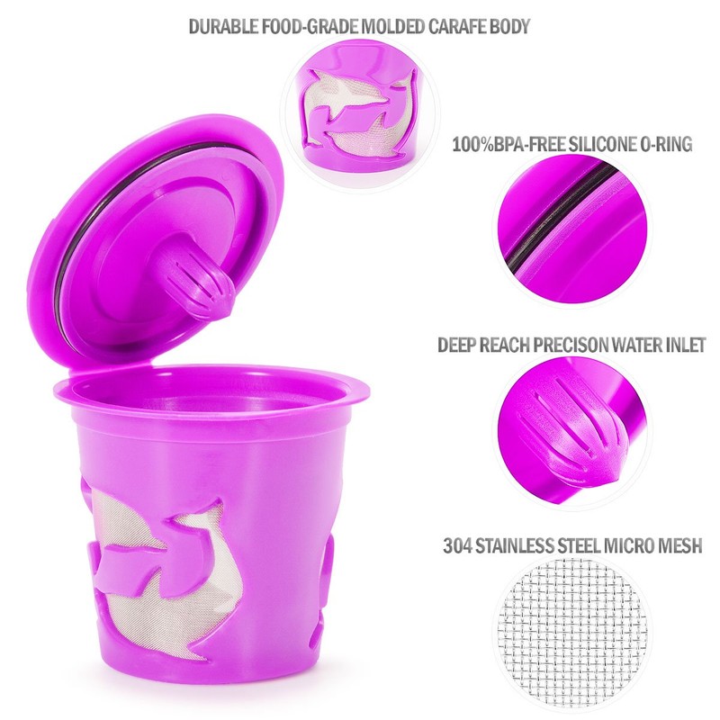 STYDDI 6 Pack Reusable K Cup,Refillable K-cup Mesh Coffee Filter(Single