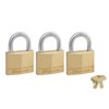 Master Lock 140TRI Solid Brass Padlock with Key, 3 Pack