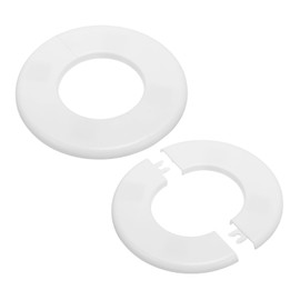 PATIKIL Wall Split Flange 2.52" (64mm),2 Pcs ABS Round Self-Adhesive Escutcheon Plate Buckles Water Pipe Cover for Kitchen Bathroom Arm Pipe Faucet Decoration, White
