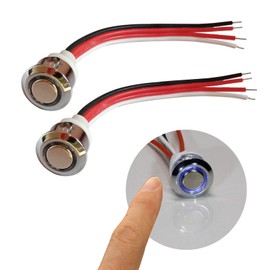 IKSACE 12V LED Touch Dimmer Switch On/Off Stepless Dimming Switchs for Led Lights, DC 5-24V Led Strip Controller for Camper, Cabinet, Auto, 17mm/0.67" Mounting Hole, Pack of 2