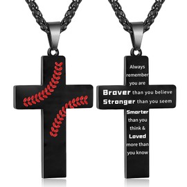 Zocomi Dog Tags Cross Necklace for Teen Boys Men, American Flag Religious Christian Pendant Chain Baptism First Communion Confirmation Jewelry Gifts Teenage Male Son Kids Boys Age Always Black