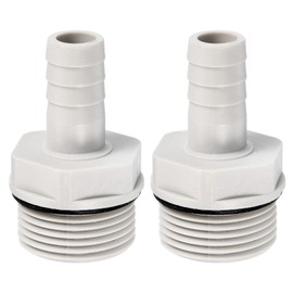 PATIKIL Hose Barb Fitting Straight 13mm Barbed G3/4 Male Thread, 2 Pack POM Plastic Pipe Connector, Grey