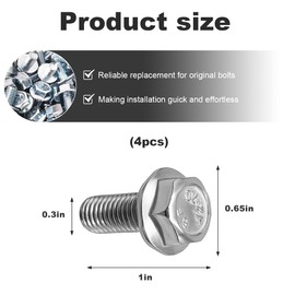 Wevdn 4PCS Car Top Front Skid Plate Bolts, M8×20mm Stainless Metric Hex Flange Bolts, Universal Hex Head Skid Plate Bolts for 4Runner FJ Cruiser Sequoia Tacoma, Car Accessories