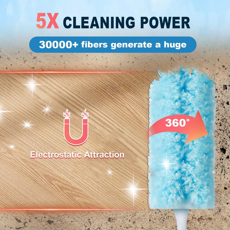 50Pcs Duster Refill Compatible with Swiffer Hand Duster +4FT Extended