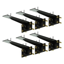 Matutinus Ultra Heavy Duty Shelf Brackets, with Hanging Hook L Shelf Bracket, 7-1/2 Inch Floating Shelf Brackets for Max Load 1500 lbs (Black Set of 6)