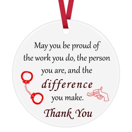 Police Ornament Police Officer Appreciation Gifts Ceramic Ornament for Policeman Police Academy Graduation Gifts Retirement Birthday Christmas Ornament for Police Officer