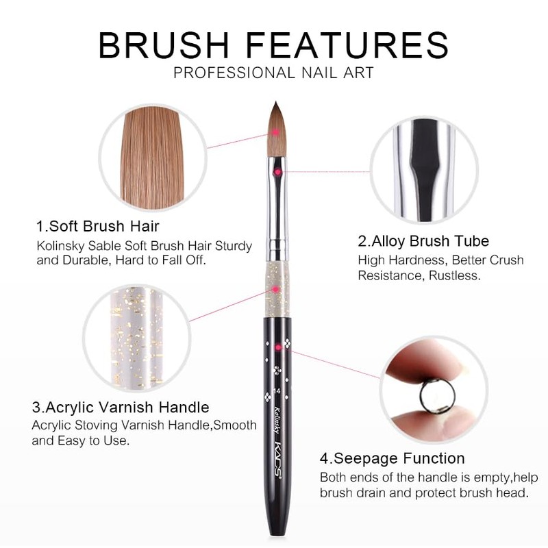 KADS Kolinsky Sable Nail Brush (Size 14)