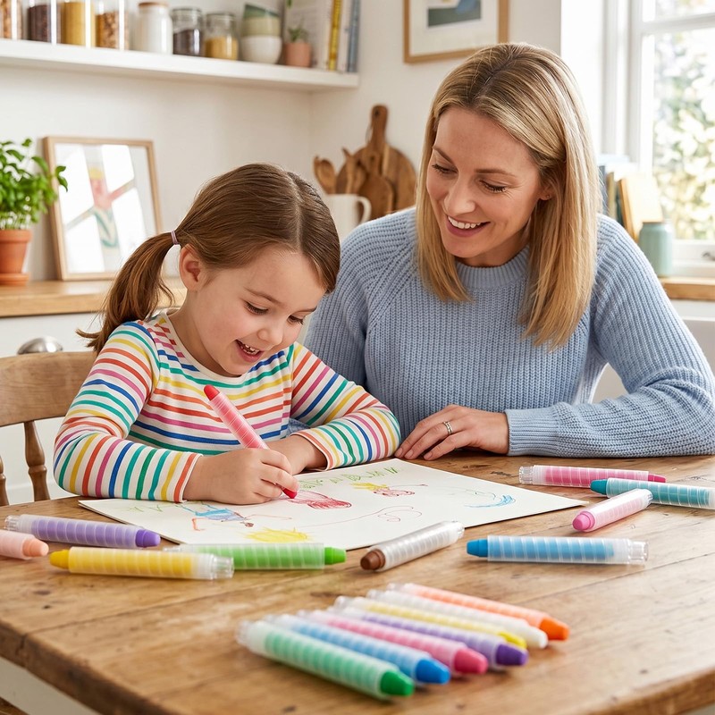 12Pcs Chalk with Pen Sleeve Colored Twistable Chalk for Blackboard