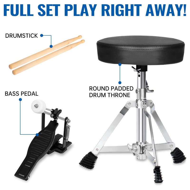 MOSEN Drum Set 3-Piece Beginner Drum Set Junior Drum Kit